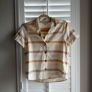 Madewell Striped Short Sleeve Button-Up Shirt size XS